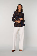 Tushita Mehta in our Denim Velvet Jacket