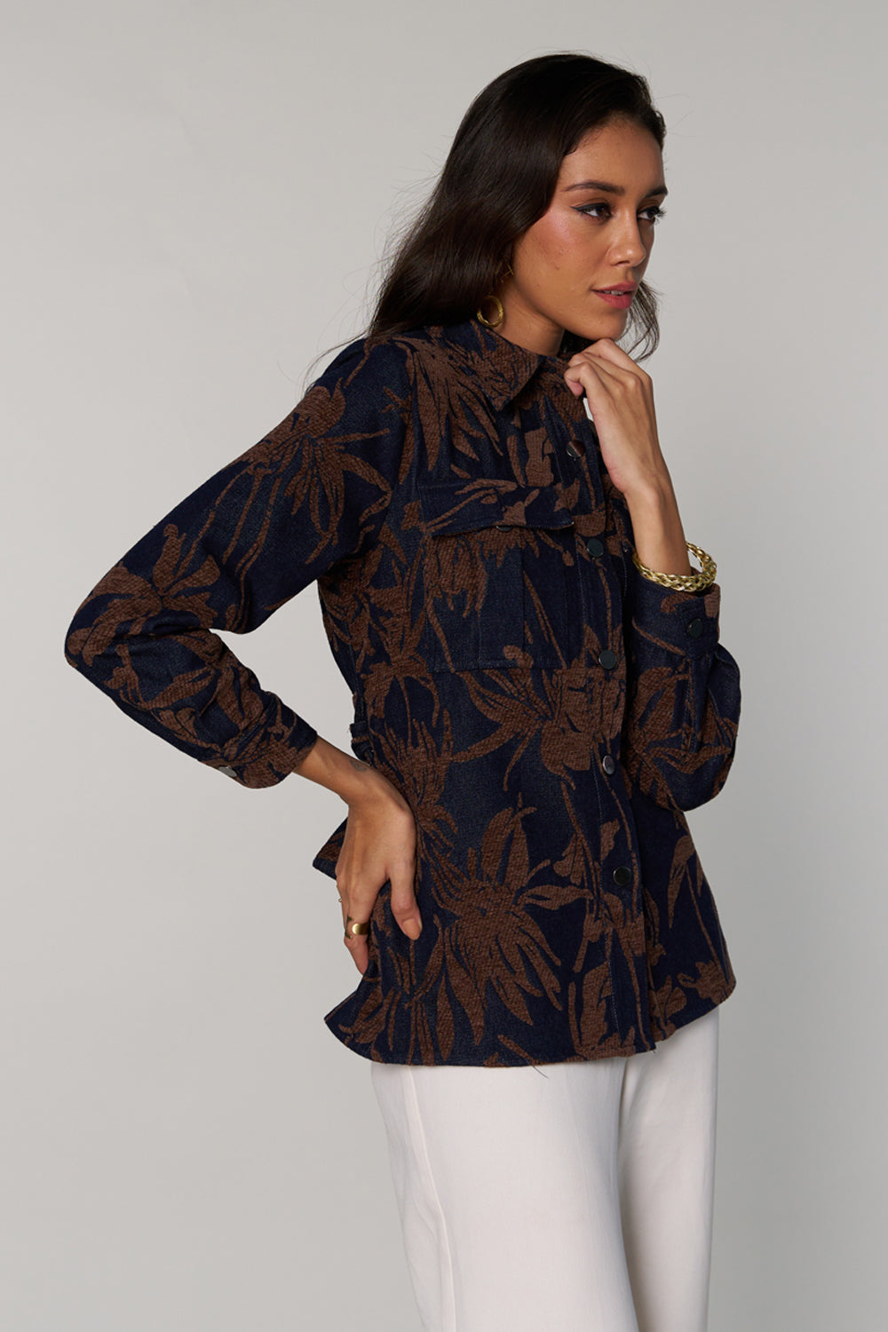 Tushita Mehta in our Denim Velvet Jacket