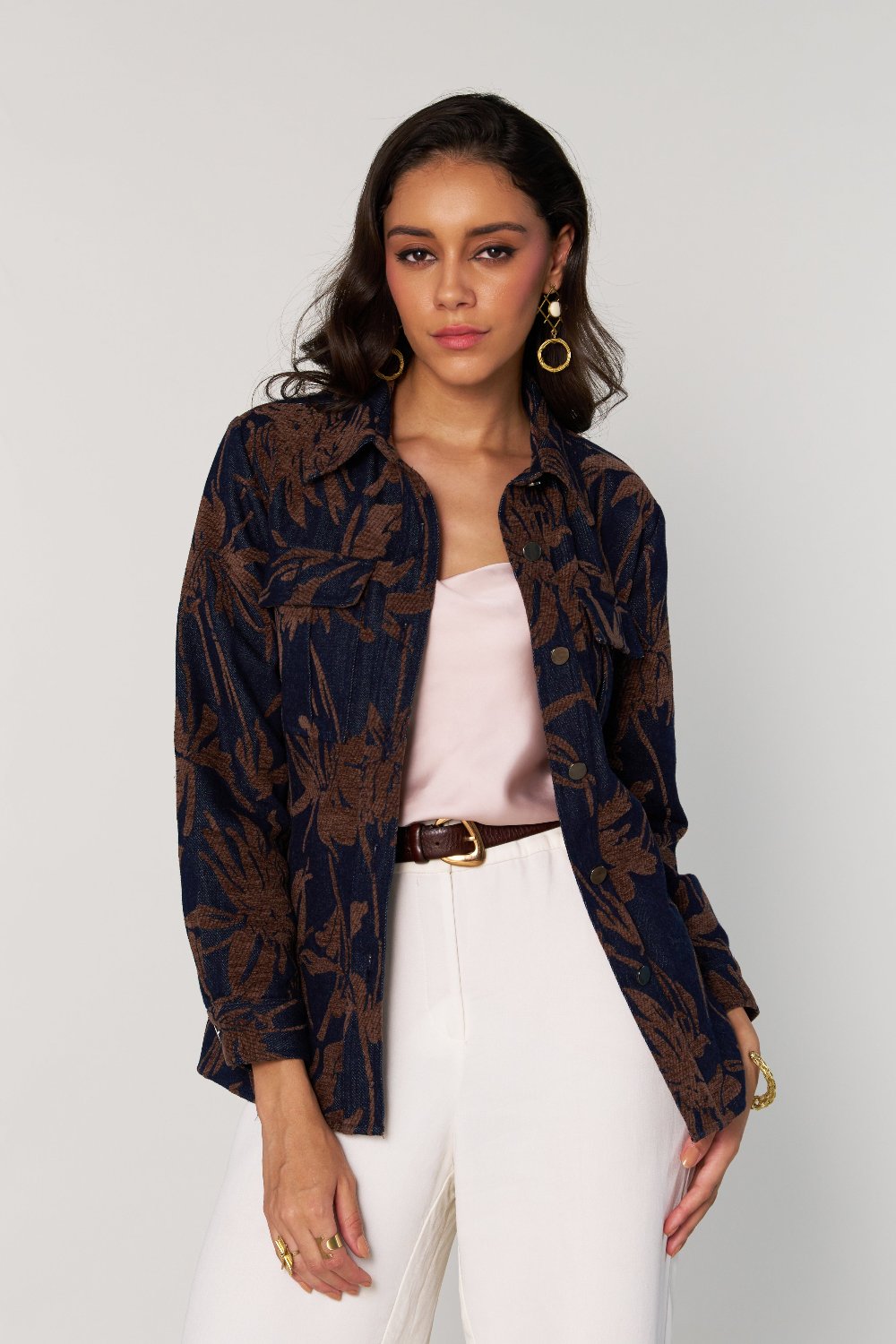 Tushita Mehta in our Denim Velvet Jacket