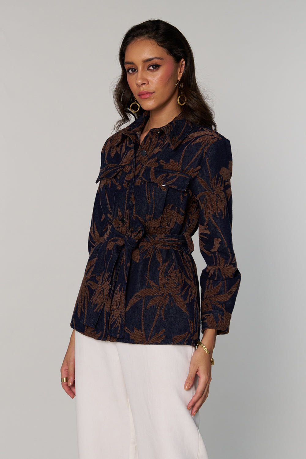 Tushita Mehta in our Denim Velvet Jacket