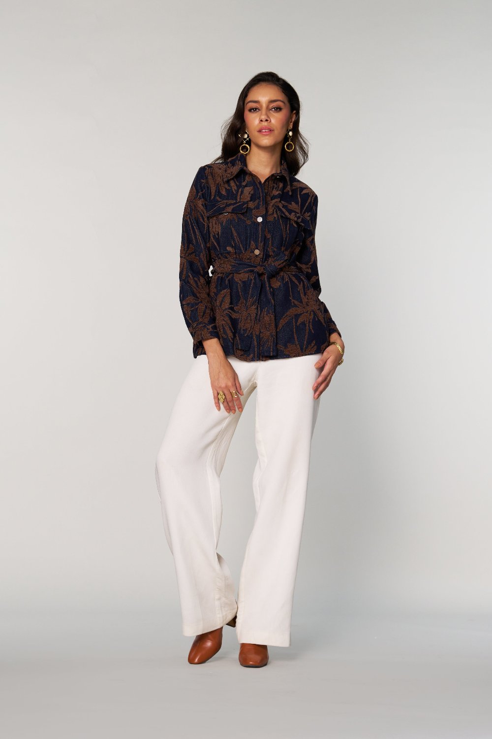 Tushita Mehta in our Denim Velvet Jacket