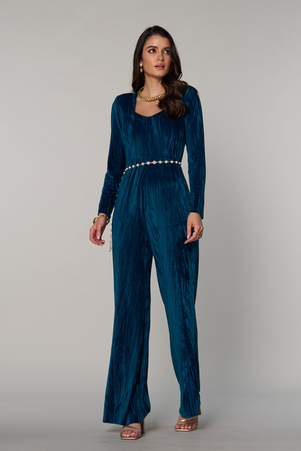 Divya Bhopana In Our Serena Velvet Jumpsuit