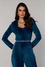 Divya Bhopana In Our Serena Velvet Jumpsuit