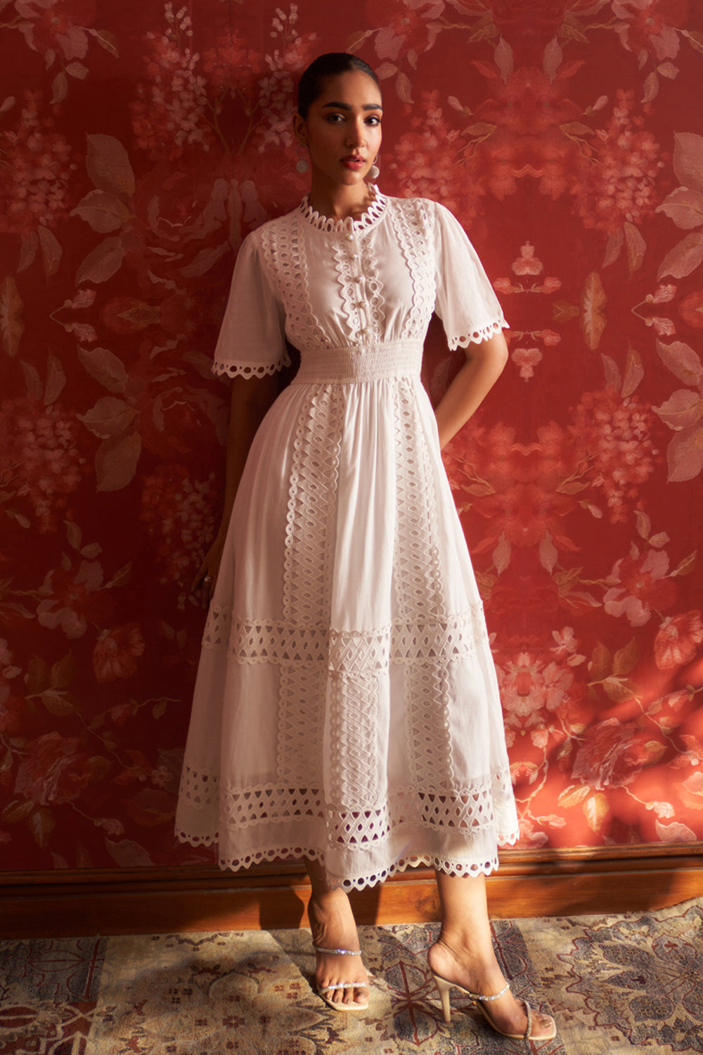 Tushita Mehta in our Sabrina Lace Dress