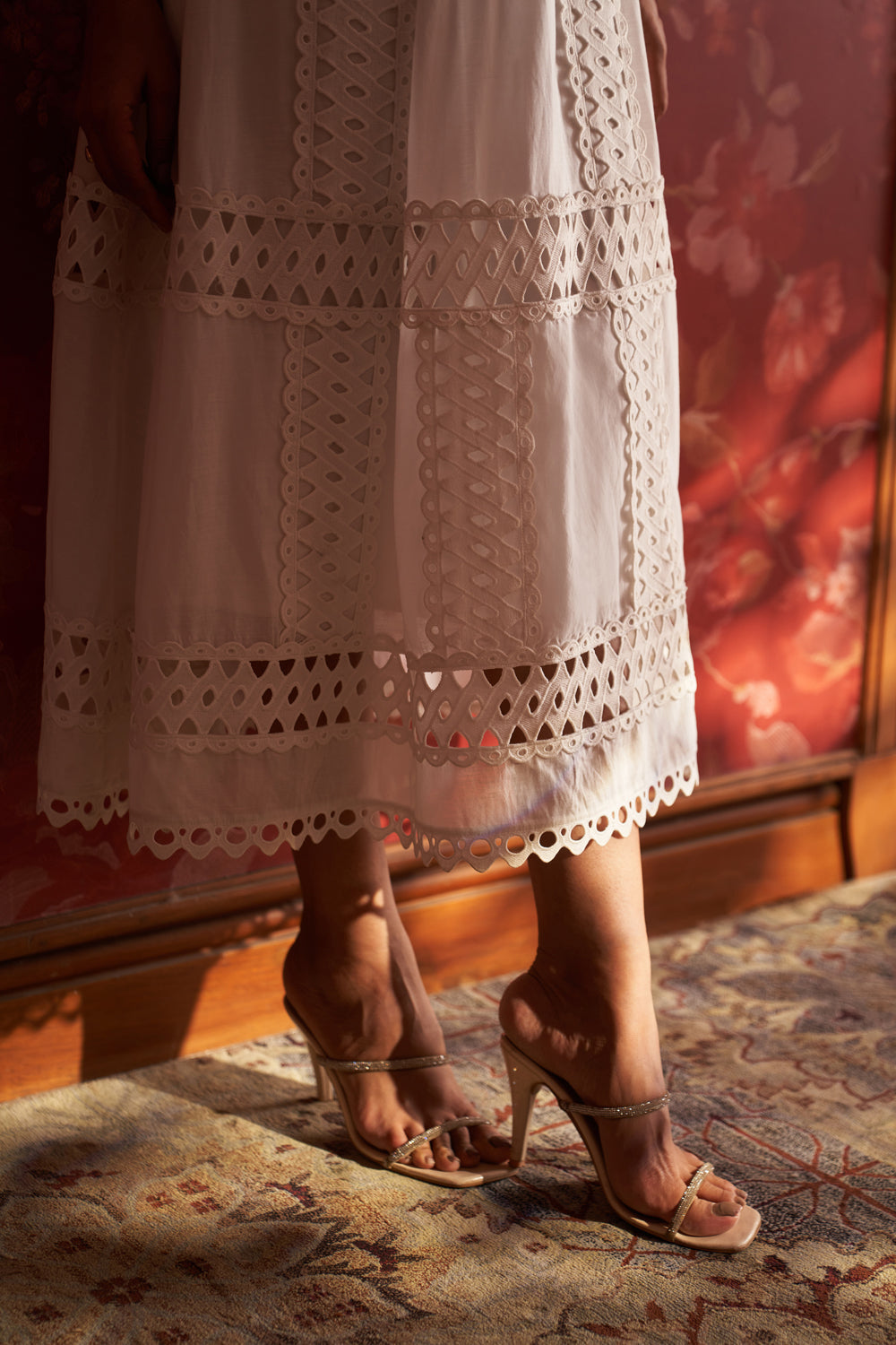 Tushita Mehta in our Sabrina Lace Dress