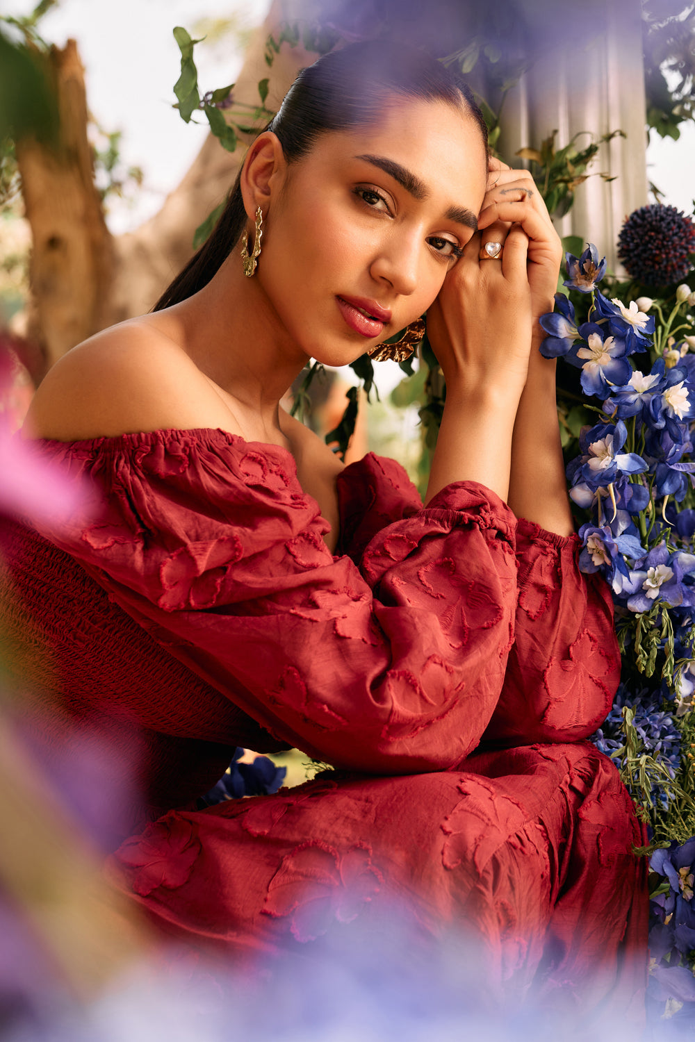 Radhica Diwan In Our Audrey Jacquard Top