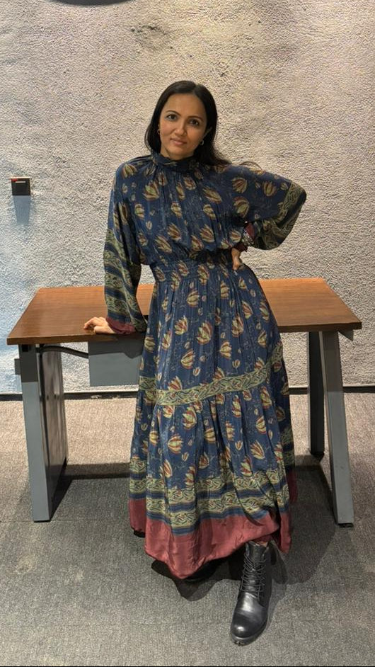 Sonal Ved in our Cynthia Mulberry Dress