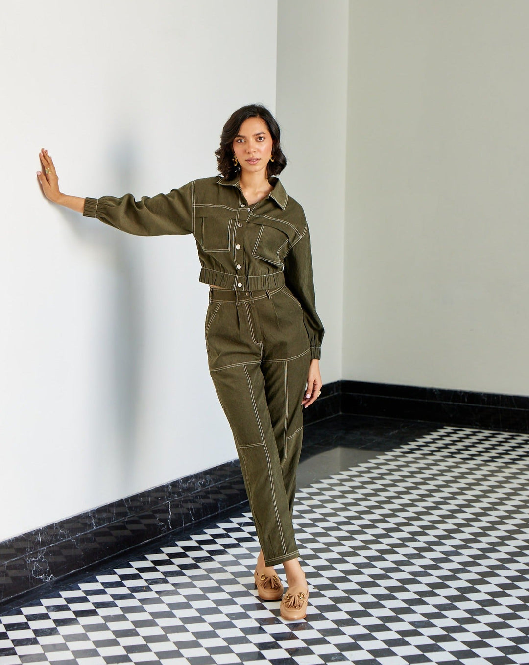 Nriti Shah In Our Emma Olive Jacket