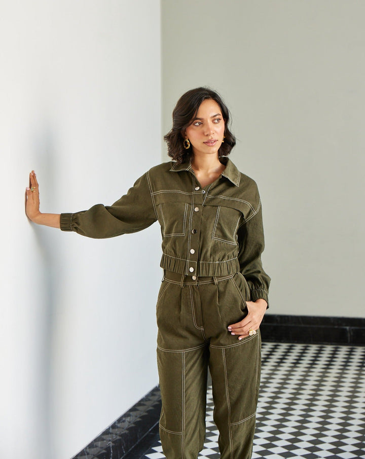 Nriti Shah In Our Emma Olive Jacket