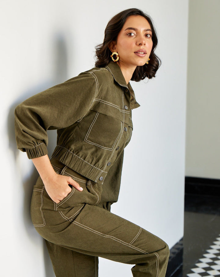 Nriti Shah In Our Emma Olive Jacket