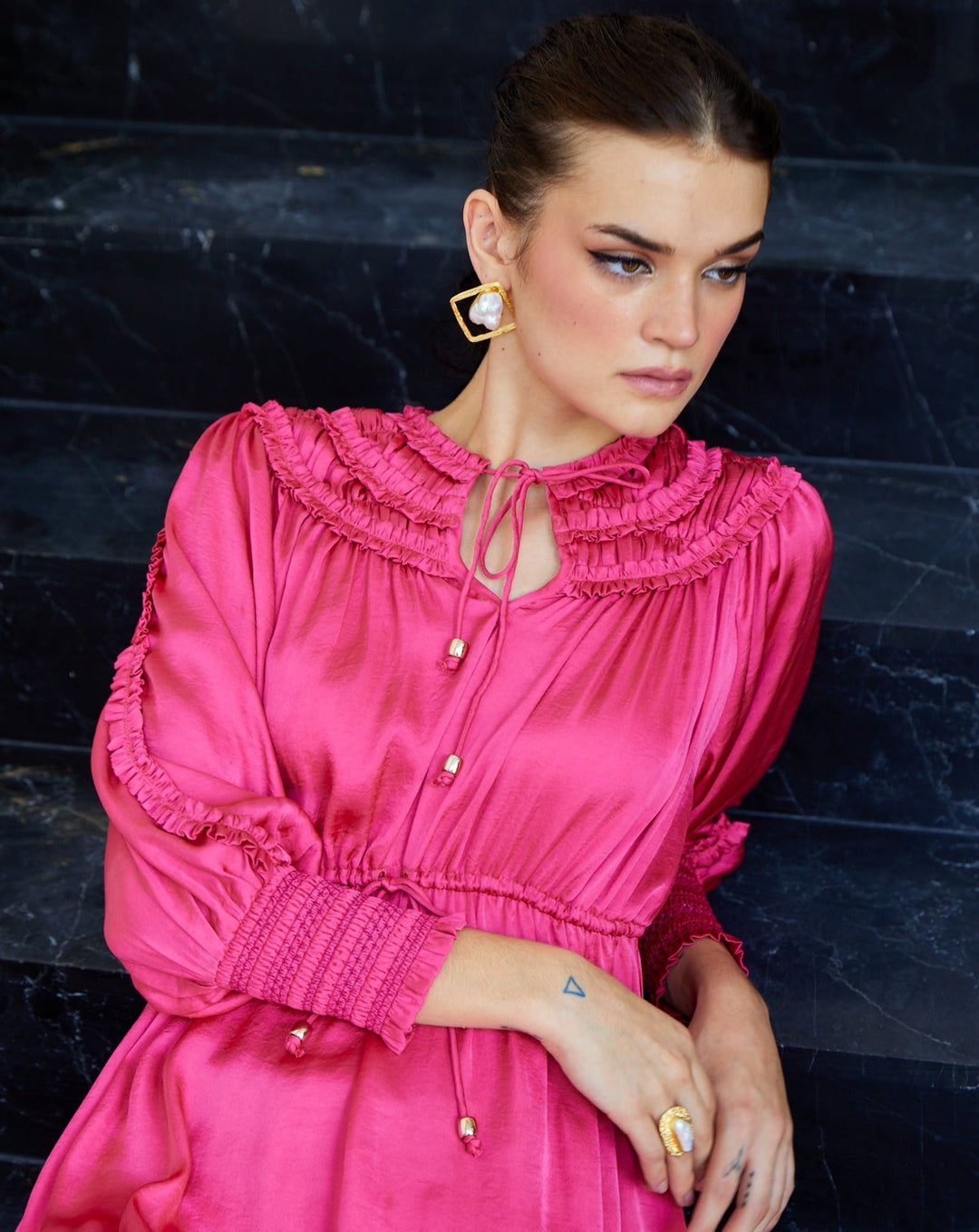Tushita Mehta In Our Ella Pink Satin Dress
