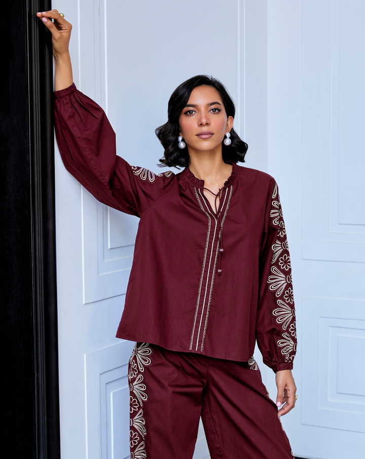 Saanchi Gilani In Our Kate Wine Top