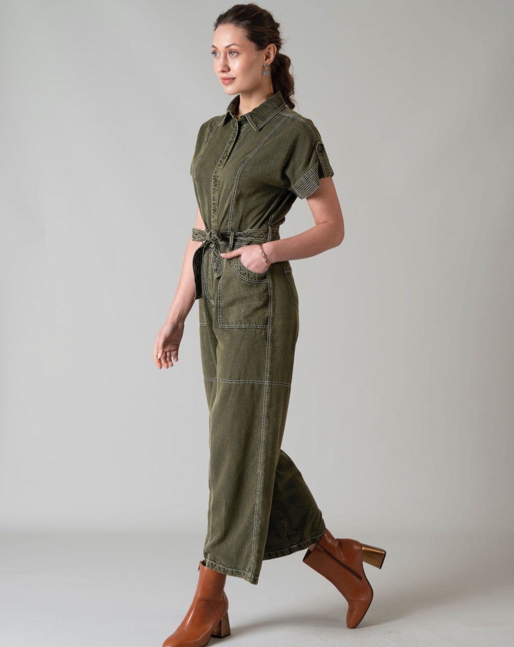 Adele Olive Jumpsuit