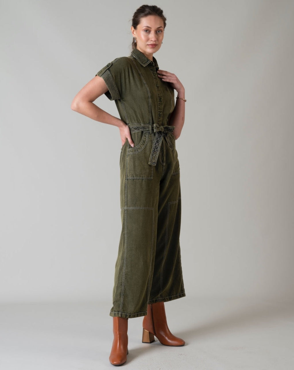 Adele Olive Jumpsuit