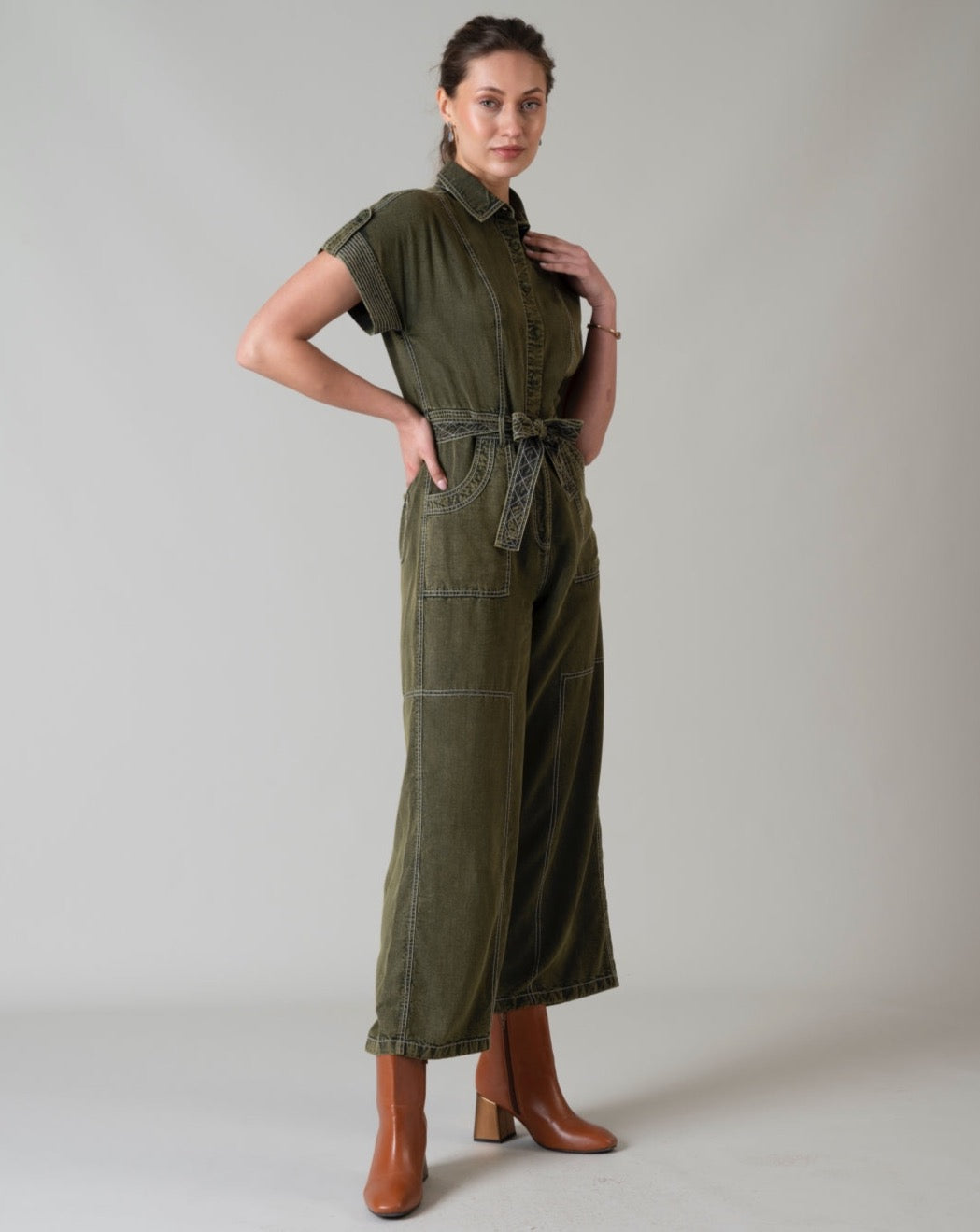 Adele Olive Jumpsuit
