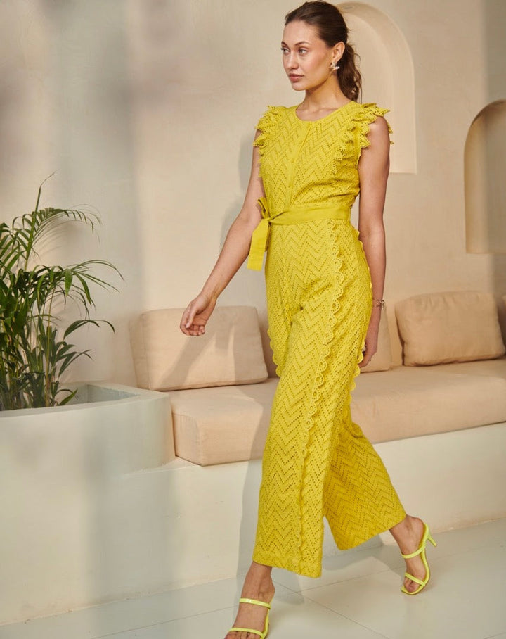 Lime Schiffli Jumpsuit