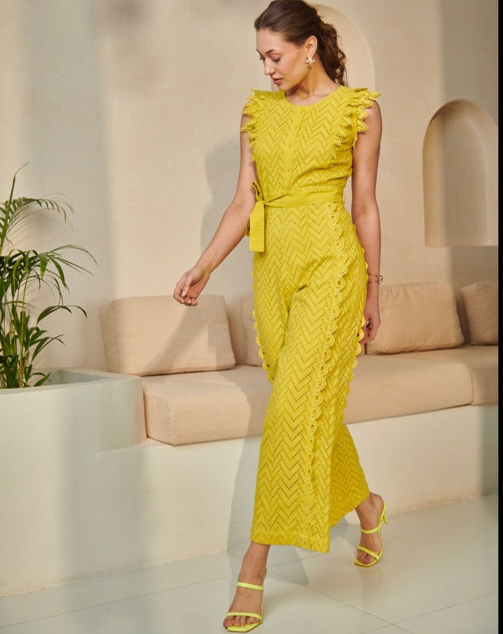Lime Schiffli Jumpsuit