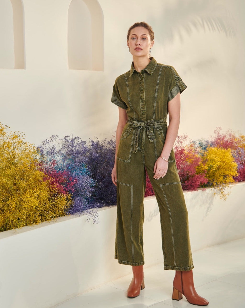 Tushita Mehta In Our Adele Olive Jumpsuit