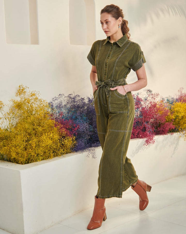 Adele Olive Jumpsuit