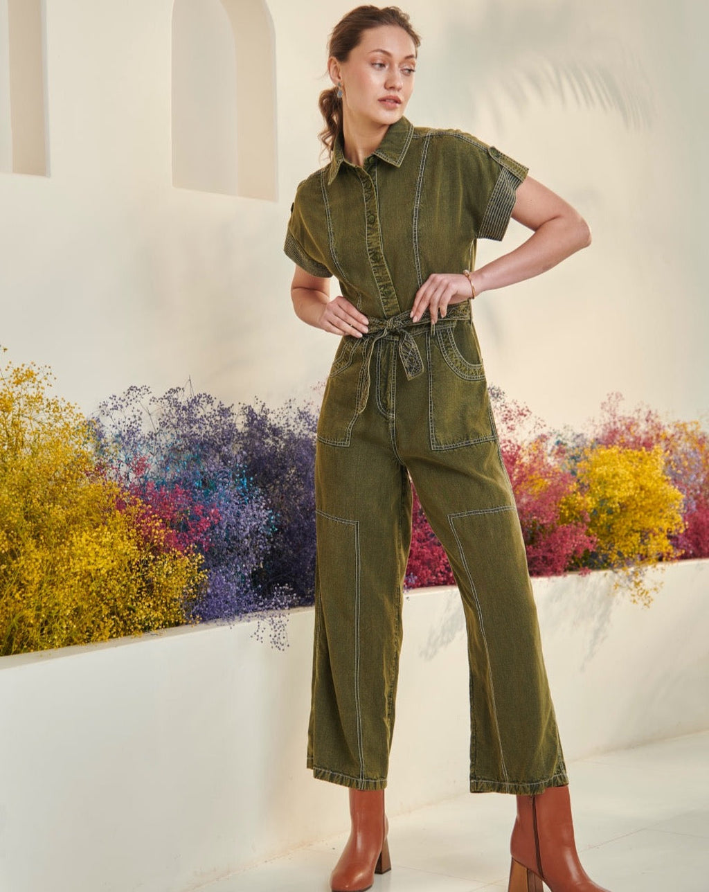 Tushita Mehta In Our Adele Olive Jumpsuit