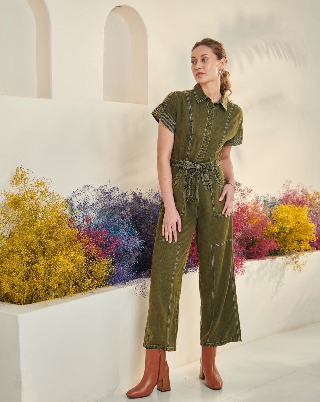 Adele Olive Jumpsuit