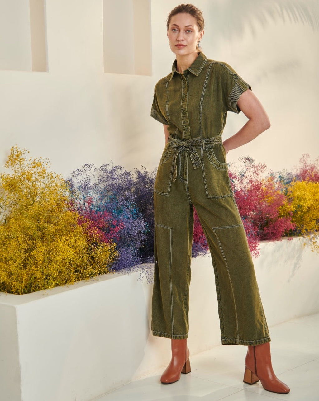 Nriti Shah In Our Adele Olive Jumpsuit