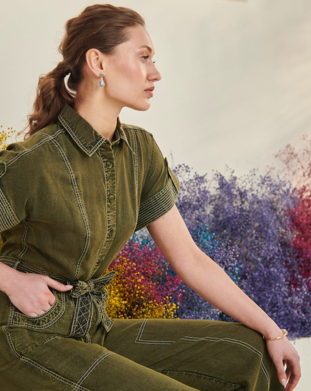 Adele Olive Jumpsuit