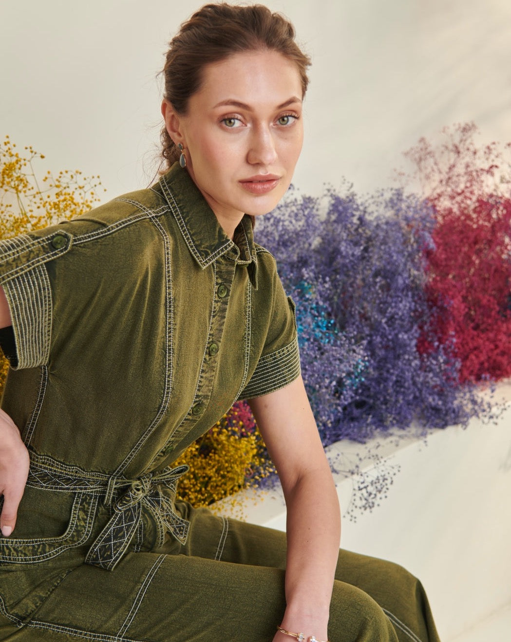 Tushita Mehta In Our Adele Olive Jumpsuit