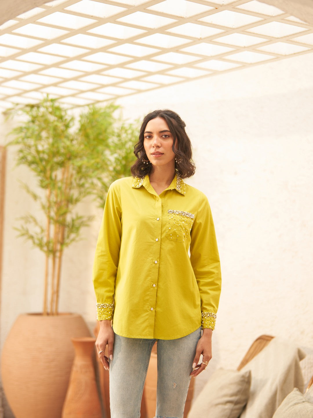 Malika Mehta In Our Sophie Lime Shirt