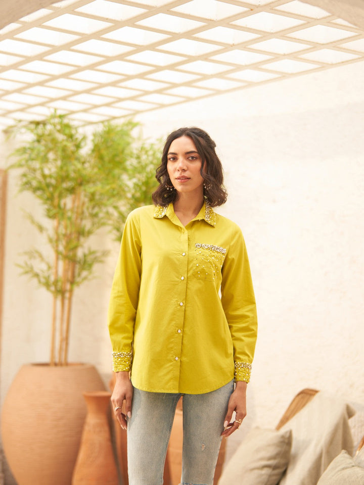 Malika Mehta In Our Sophie Lime Shirt