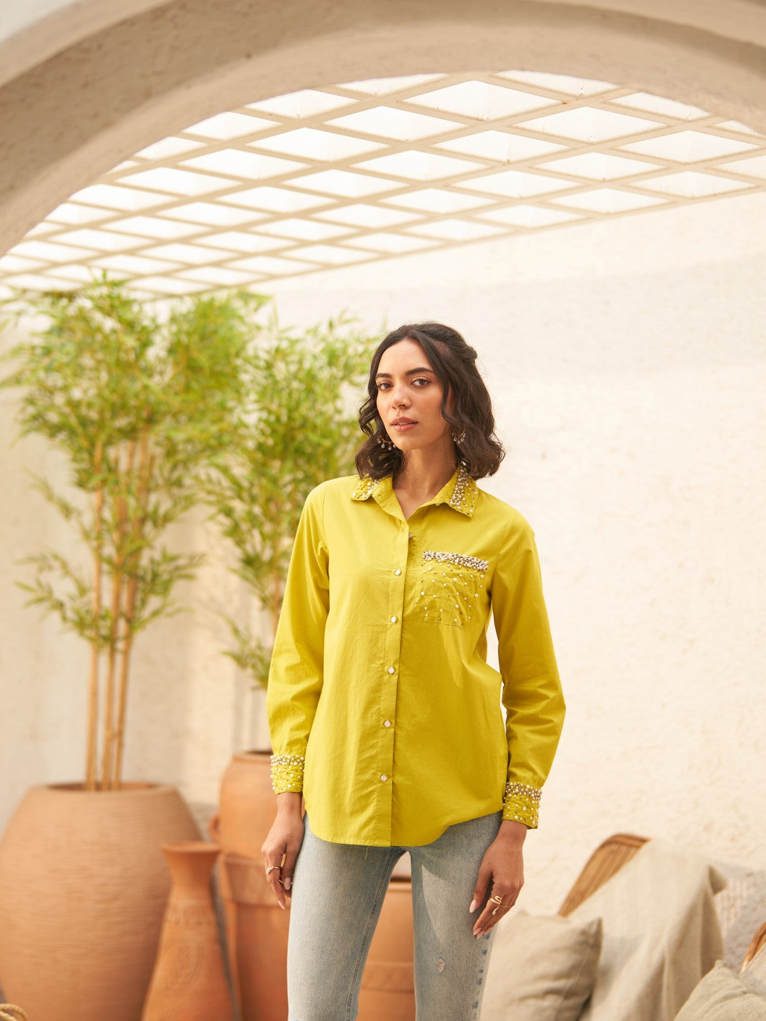 Malika Mehta In Our Sophie Lime Shirt