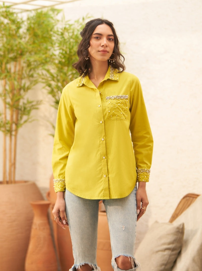 Malika Mehta In Our Sophie Lime Shirt