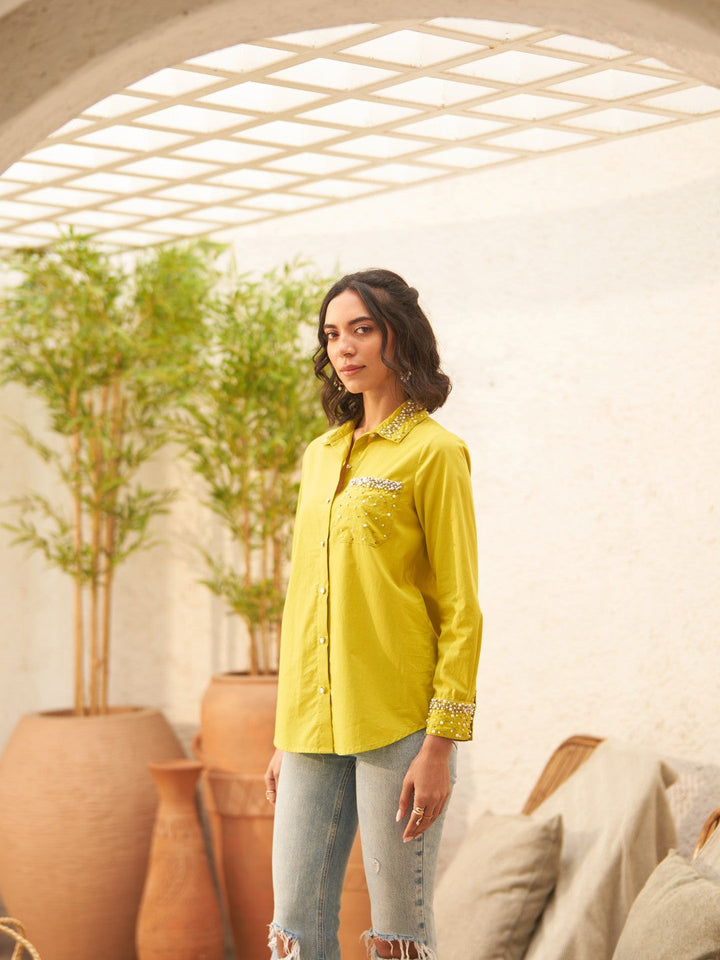 Malika Mehta In Our Sophie Lime Shirt
