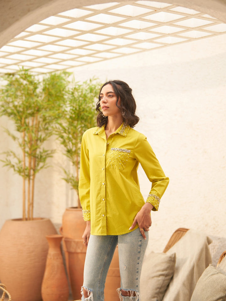 Malika Mehta In Our Sophie Lime Shirt