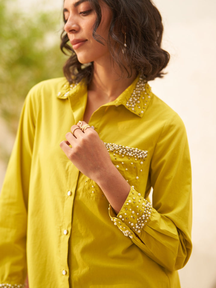 Malika Mehta In Our Sophie Lime Shirt