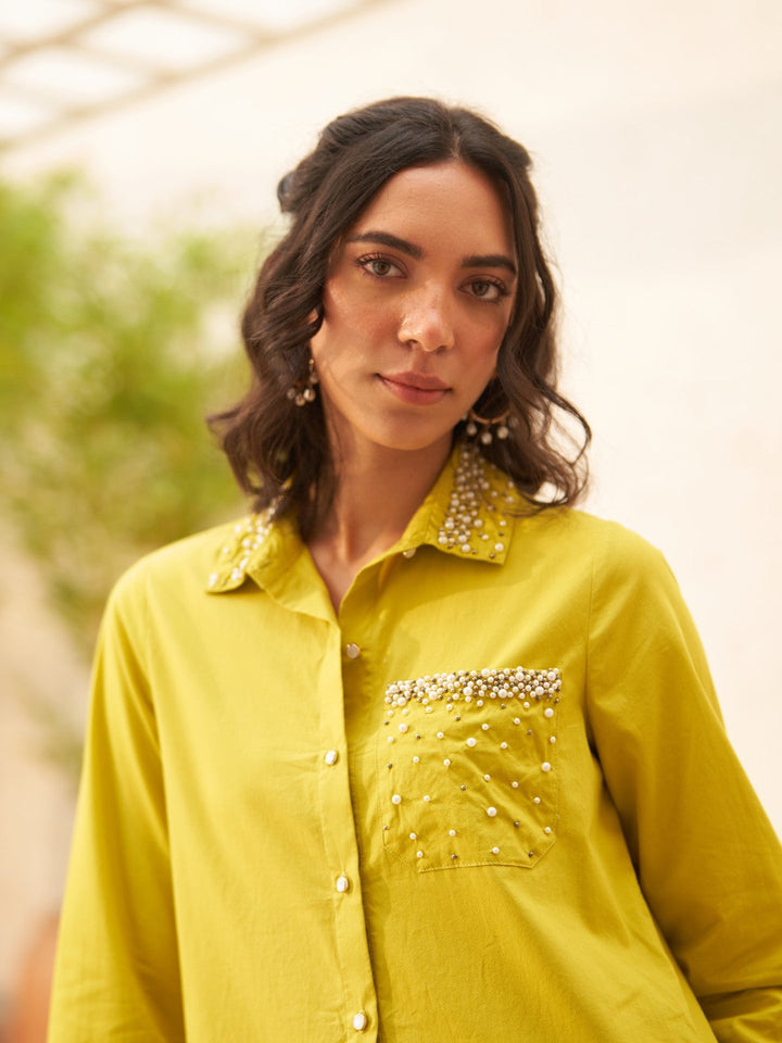 Malika Mehta In Our Sophie Lime Shirt