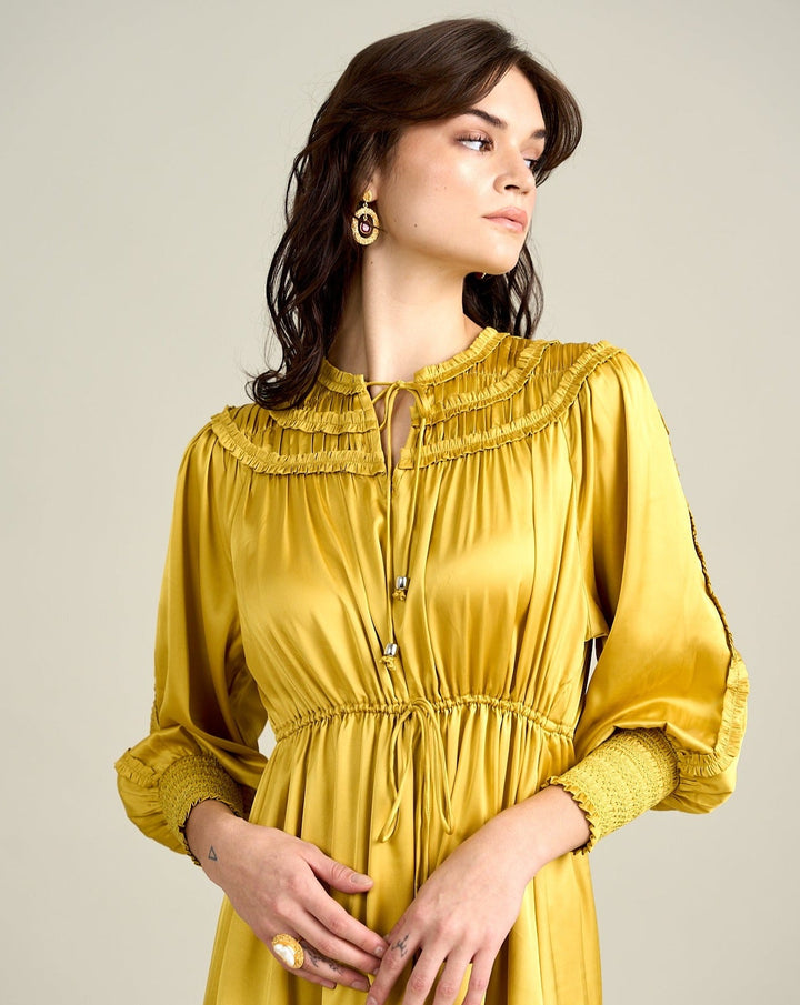 Ella Gold Satin Dress