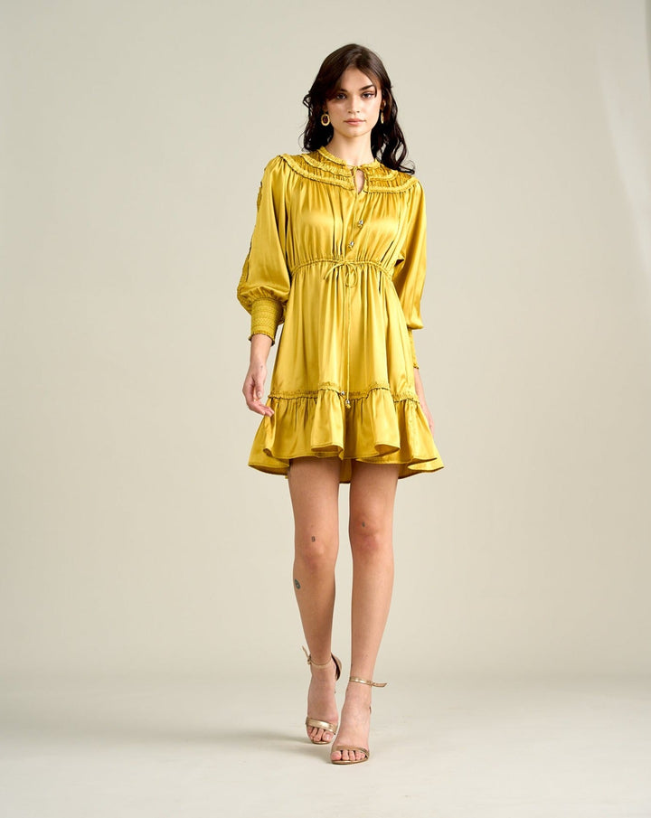 Ella Gold Satin Dress