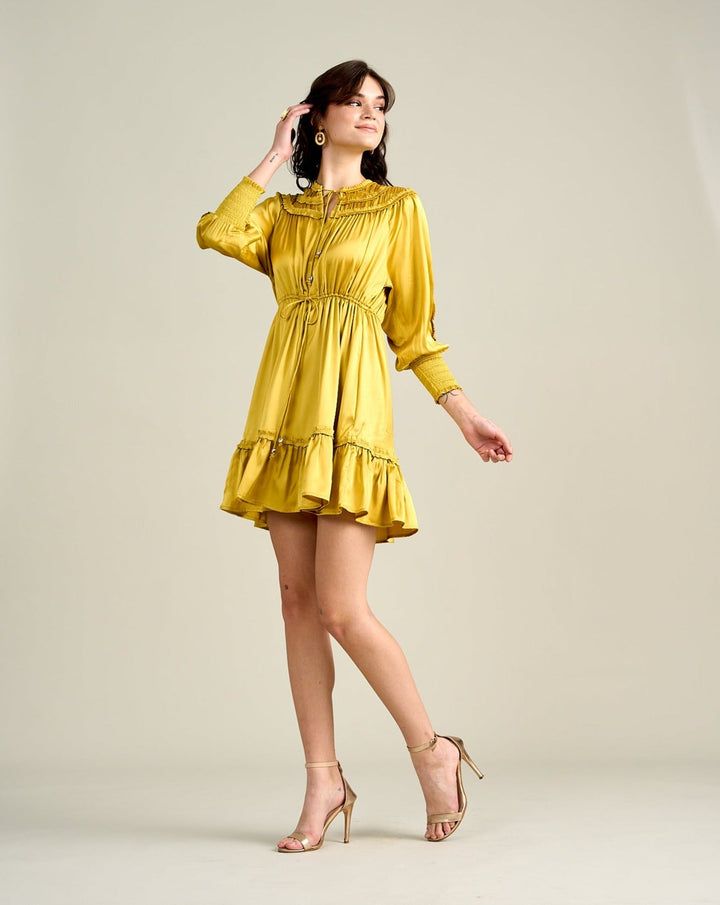 Ella Gold Satin Dress