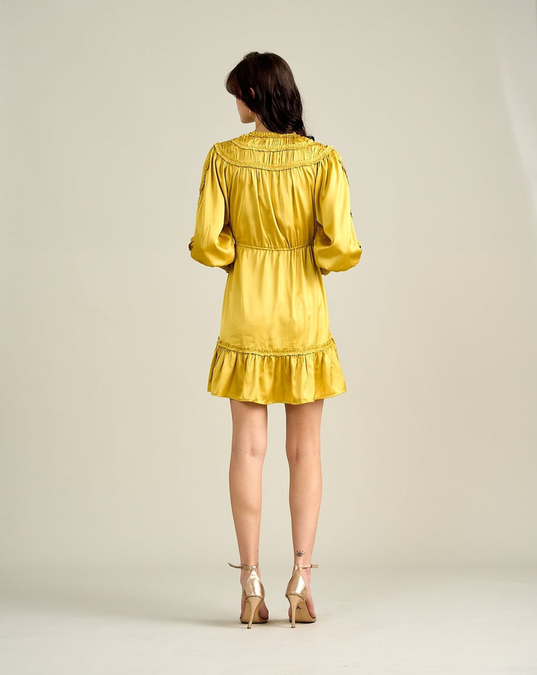 Ella Gold Satin Dress