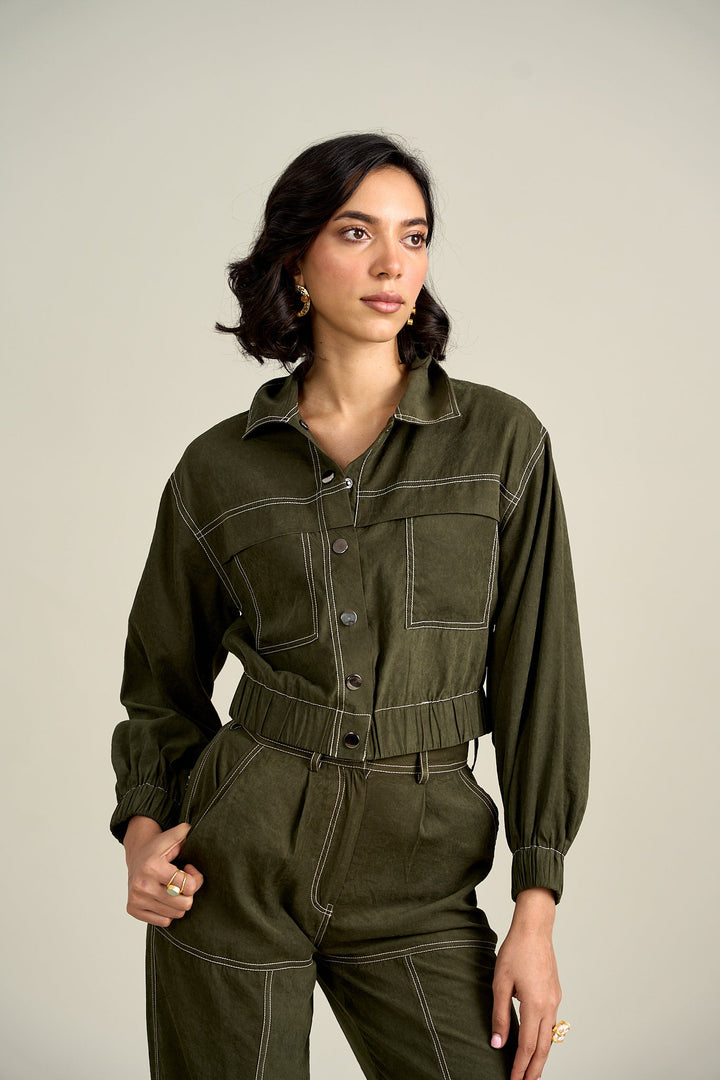 Nriti Shah In Our Emma Olive Jacket