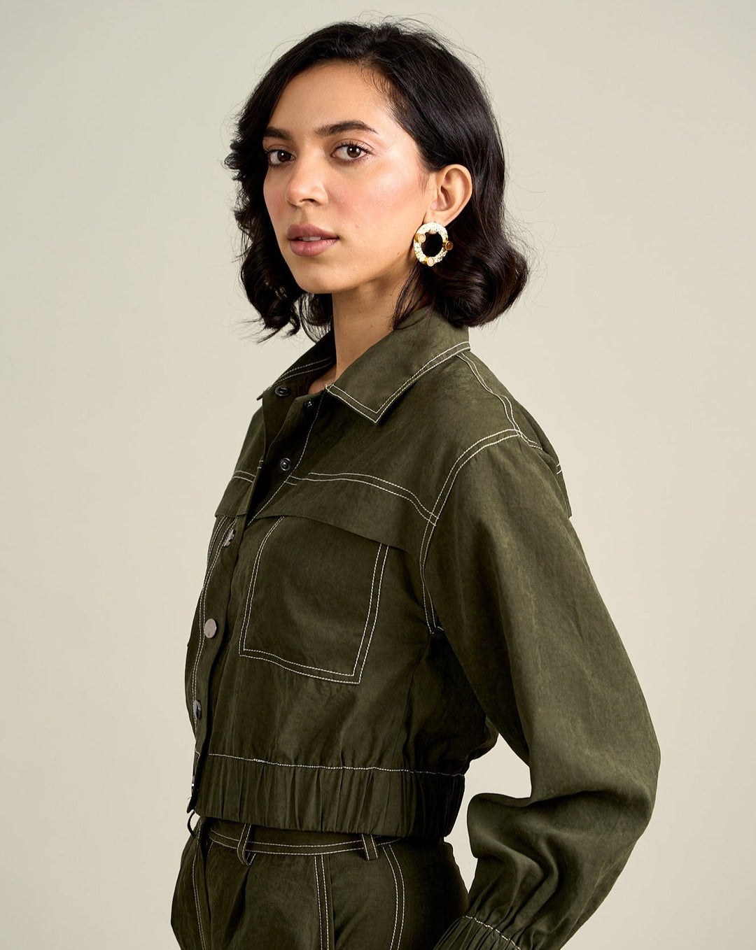 Nriti Shah In Our Emma Olive Jacket