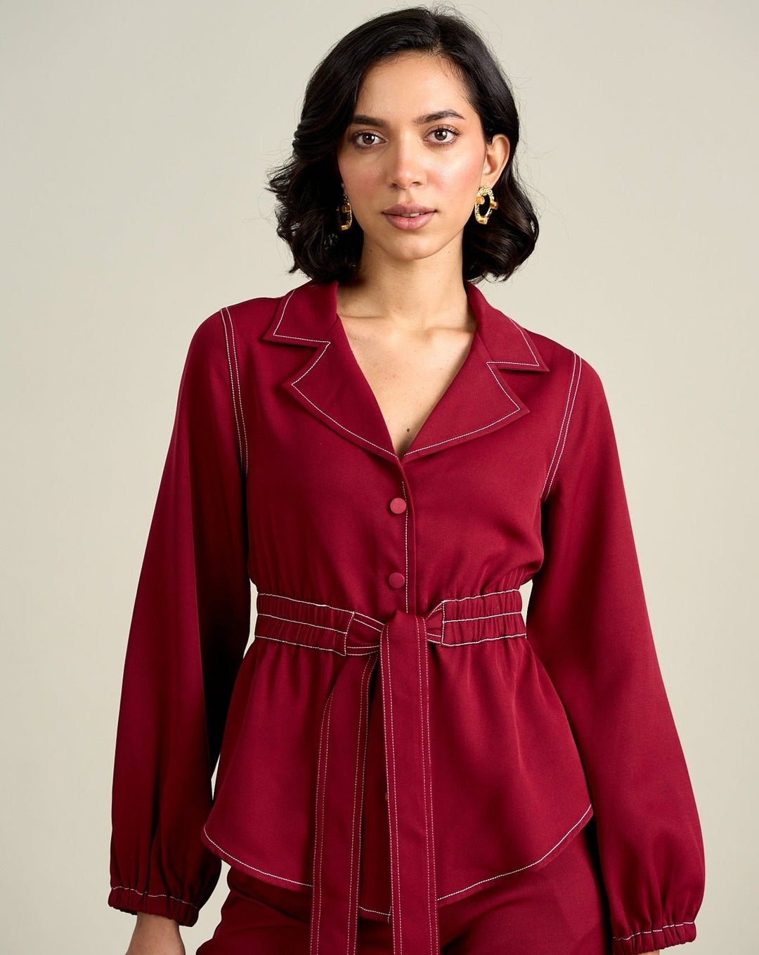 Meghna Pahwa Sahni In Our Royal Burgundy Jacket Top
