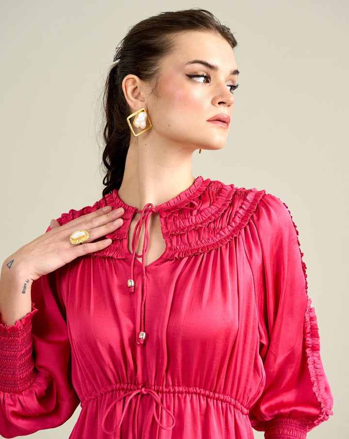Ella Pink Satin Dress