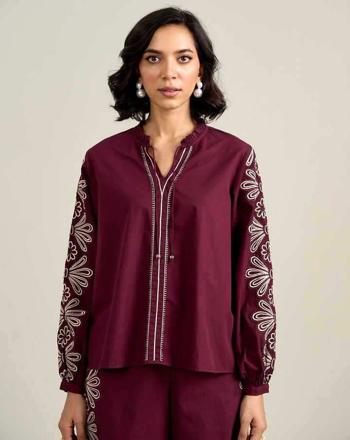 Saanchi Gilani In Our Kate Wine Top