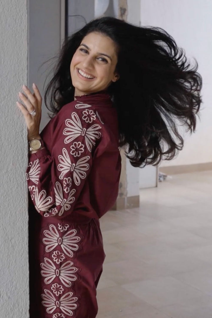 Saanchi Gilani In Our Kate Wine Top