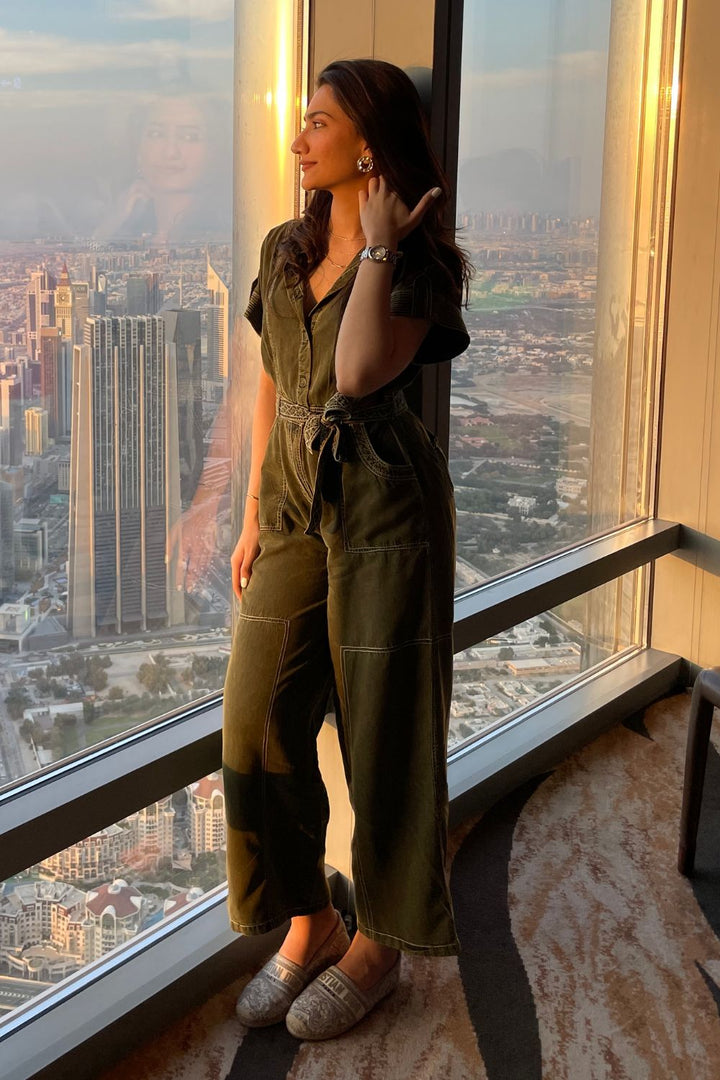 Tushita Mehta In Our Adele Olive Jumpsuit